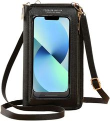 ALVEIN スマホポーチ ポーチ スマホショルダー 長財布 ウォレット ポシェット 透明 充電口付き 充電したまま スマホ操作 タッチスクリーン タッチパネル対応 入れたまま (ブラック)