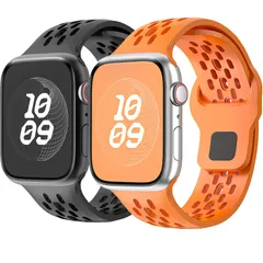 【数量限定】3対応(ブラック/オレンジ、42mm 44mm 44mm 4 5 6 se2 se ultra Ultra2 7 8 45mm 45mm 9 バンド バンド watch apple コンパチブル コンパチブル 通気穴 スポーツ 49mm) レディー