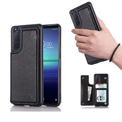【新着商品】for Xperia 5 II docomo SO-52A au SOG02 エクスペリア 5 II ケース スタンド機能 ケース ICカード収納 カード 背面カード収納 左と右の電話ケースを反転、シンプルなレトロなファッション、防水と防汚電話ホルのサムネイル