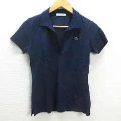 G■日本製■ラコステ/LACOSTE 半袖ポロシャツ/コットン【36】紺/LADIES/147【中古】■