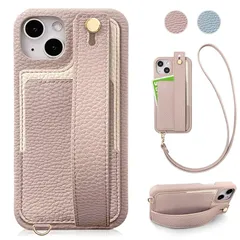 iPhone13 ケース ベルド付き いphone13 ケース 軽量 薄型 衝撃吸収 あいふぉん13ケース おしゃれ スマホケースiPhone13 シンプル アイフォン13ケース 首かけ カード収納 スタンド機能 携帯ケースiPhone13 高級PUレザー 1