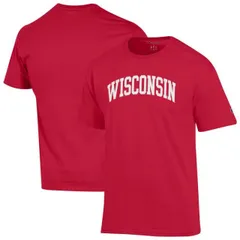 【送料無料】 チャンピオン メンズ Tシャツ トップス Men's Champion Red Wisconsin Badgers Basic Arch T-Shirt Wis Red