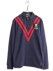 【お得なクーポン配布中!】 ヴィンテージ 加工 ラグビー ラルフローレン ラガーシャツ メンズ L 古着 長袖シャツ コットン フェルト ワッペン マチ付き スリムフィット