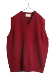 【お得なクーポン配布中!】 80s USA製 エルエルビーン ラム ウール ニット ベスト メンズ XL / 旧タグ ヴィンテージ LLBEAN Vネック 重ね着 無地 大きいサイズ エンジ
