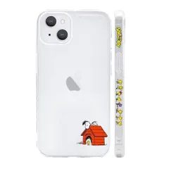 スヌーピー iPhone14 用 ケース クリア 保護カバー キャラクター スマホケース ［軽薄型 ワイヤレス充電対応 レンズ保護 ストラップホール付き］ 6.1インチ アイフォン14 対応 透明B