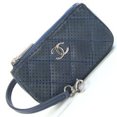  シャネル コインケース ネイビー レザー 中古 小銭入れ