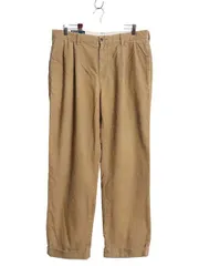 【お得なクーポン配布中!】 90s ポロ ラルフローレン 細畝 コーデュロイ パンツ メンズ 35 30 / オールド ストレート ツータック スラックス コーズ 裾ダブル 無地 茶