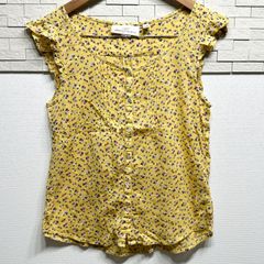 【古着】USED古着 エイチアンドエム H&M ブラウス  イエロー 夏用 花柄 ボタン レトロ かわいい  AP-240523-004-HY