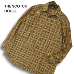 THE SCOTCH HOUSE スコッチハウス 通年 ロゴ刺繍★ 長袖 ボタンダウン チェック シャツ Sz.L メンズ 日本製
