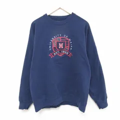 L/古着 ジャンスポーツ 長袖 スウェット メンズ 90s メイン カレッジ 刺繍 クルーネック 紺 ネイビー 25feb22 中古 スエット トレーナー ト