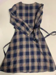 未着用 新品 8seconds(エイトセカンズ) チェック フレア ベルト ショルダーシャーリング ワンピース