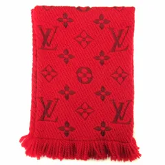 ルイヴィトン LOUIS VUITTON エシャルプ ロゴマニア モノグラム マフラー ショール ウール シルク混 M72432 レッド