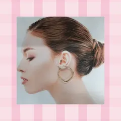 フープピアス　ダブルスクエア　四角　ゴールド　レディース