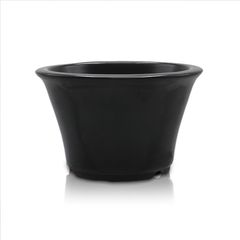 【未使用】盆栽鉢 4号 丸反型鉢 黒色 黒マット釉 瀬戸焼 深型 陶器 観葉植物 アガベ 塊根 多肉 サボテン 雑木 約13センチ 小品 小さい 植木鉢 苔 うめきち盆栽用品店
