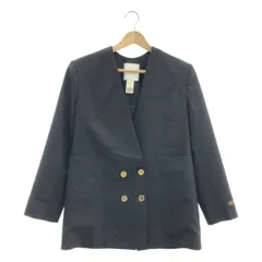 週末限定値下patou 36 ノーカラーダブルボタンジャケット 黒　36 パトゥ 週末限定値下patou 36 ノーカラーダブルボタンジャケット 黒 36