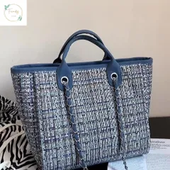 トートバッグ チェーン ツイード レザー 韓国 243118