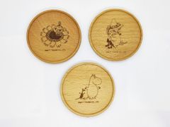 藤芸 MOOMIN 木のコースター 3種セット ムーミン・リトルミイ・スナフキン