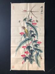 中国古美術・桃図三尺画芯・斉白石印款・水墨彩色画・純手描き・文房・宣紙・带水印 中国古美術・桃図三尺画芯・斉白石印款・水墨彩色画・純手描き・文房