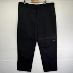 古着 ディッキーズ Dickies ワークパンツ ダブルニー サイドポケット ジッパーフライ ルーズフィット 作業着 w44 L34  ブラック メンズ