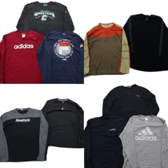 古着卸 まとめ売り スポーツブランドMIX 長袖Tシャツ 10枚セット (メンズ XL /2XL ) リーボック アディダス プーマ 中古 古着 NC0361