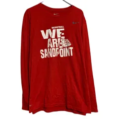 NIKE 長袖 プリントTシャツ XL レッド ホワイト ナイキ プルオーバー ビッグサイズ ロンT ロングTシャツ 古着卸 アメリカ仕入 a702-6242