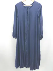 ◇ Θ STYLE DELI 無地 長袖 ロング丈 ワンピース サイズ2 ネイビー系 レディース E  【1506190013657】