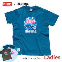 チャムス　tシャツ　レディース　半袖　速乾　CHUMS　Hakuba　SANZANcircle　ティールブルー