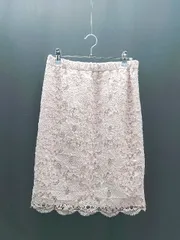 ◇ ◎ FREE'SMART フリーズマート ウエストゴム レース素材 ひざ丈 タイト スカート サイズFR ピンク レディース E  【1308160008393】