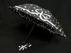 LANVIN COLLECTION ランバンコレクション ドット柄 リボン 3段折り 折りたたみ傘 折り畳み傘 高級傘 アンブレラ ブラック系 DH6215
