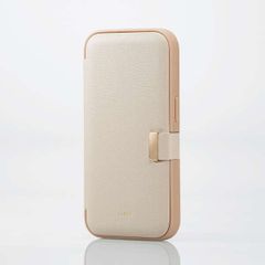 iPhone 14 Pro ソフトレザーケース 手帳型 磁石付き ITURE(グレージュ)