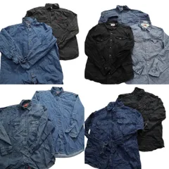 古着卸 まとめ売り ブランドMIX デニム 長袖シャツ 9枚セット (メンズ L /XL ) ディッキーズ リーバイス ラングラー 中古 古着 MY4835
