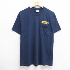 L/古着 半袖 ビンテージ Tシャツ メンズ 00s CAT Milton 胸ポケット付き クルーネック 紺 ネイビー 25jun06 中古