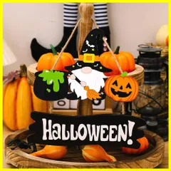 ハロウィン 飾り ペンダントの装飾 木製 看板 カボチャ、魔女 吊り串 装飾 屋内、バー、テーブルデコ飾り、デコレーション、雰囲気改善、壁、窓、パティオ、エントランス、店舗、吊り下げ飾り、贈り物 (魔女)