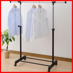 【激安！】山善 ハンガーラック 幅86-133×奥行43×高さ90-150.5cm キャスター付き 縦伸縮 伸ばせるサイドバー 組立品 ブラック MKS-SS(BK)(S)