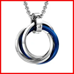 【数量限定】ペンダント ダブルリング メンズ ３連リング シンプル ステンレス アクセサリー ネックレス シルバー ブルー ブラック ゴールド [YAHANE] トップ ジュエリー アレルギーフリー 防水