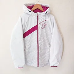 (^w^)b FILA フィラ パーカー ジャケット ジャンパー フーディー フード ジップアップ ロゴ刺繍 防寒 スポーツ トレーニング 運動 ランニング シンプル カジュアル 中わた ホワイト 白 ボルドー レディース サイズM