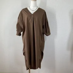 【ロペピクニック】ワンピース　ロング　茶　38　M　ロング Vネック ゆったり 自宅洗濯可能　Y2K　フェアリーグランジ　森ガール