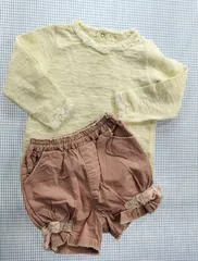 【まとめ売り 女の子】スーリー Souris 長袖Tシャツ ショートパンツ 2枚セット 80cm 子供服 中古