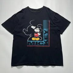 90s Disney Mickey Mouse Vintage T-shirt XL Black ディズニー ビンテージTシャツ 黒 シングルステッチ