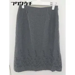 ◇ COMME CA DU MODE コムサデモード 刺繍 スリット ウール 膝下丈 タイト スカート サイズ M グレー レディース  【中古】 【1109080001293】