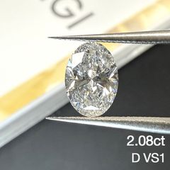 2.08ct D VS1 Oval Cut ラボグロウンダイヤモンド ルース オーバルカット ファンシーシェイプ IGI鑑定書付き オーダーメイド対応 セッティング シンプルデザイン リング作成 ネックレス作成 刻印 爪留め