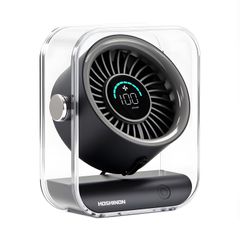 ホシノン(HOSHINON) 卓上扇風機 静音 小型 USB充電式 デスクファン 強力送風 100段階風量調節 上下首振り LED数値表示 3600mAh大容量バッテリー タイプC急速充電 コンパクトミニファン おしゃれクリアフレームデザイン 2025年新登場