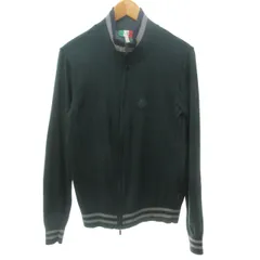 アルマーニ ジーンズ ARMANI JEANS ニットジャケット ブルゾン ダブルジップ ロゴ ウール混 カシミヤ混 アンゴラ混 緑 グリーン USA M 1122のサムネイル