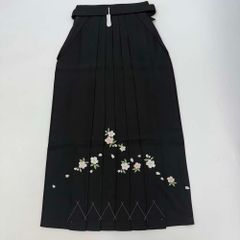超美品】黒花柄刺繍プリーツ袴と紫帯 卒業式 - メルカリ