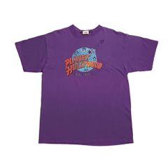 【90s USA製】希少 PLANET HOLLY WOOD プラネットハリウッド プリントTシャツ パープル XL