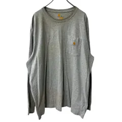 Carhartt ロゴスウェット トレーナー 2XL グレー カーハート ロングTシャツ 胸ポケット ビッグサイズ シンプル カットソー a709-6568