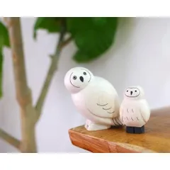 親子 ふくろう 不苦労 梟 フクロウ Owl インテリア 置物 木彫り 木製 動物雑貨 開運　親子セット