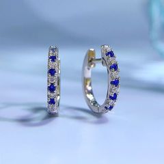 R083 ピアス フープ リング サファイア ブランド CZダイヤ プレゼント 