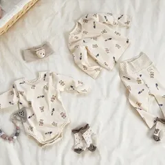 ベビー服 子ども服 子供服 キッズ 男女兼用 長袖 ロンパース セットアップ パジャマ 部屋着 ルームウェア 出産祝い ギフト お祝い プレゼント 新品 韓国子供服 海外子供服