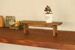 ミニベンチ　ガーデニングラック　飾り棚（オークカラー）